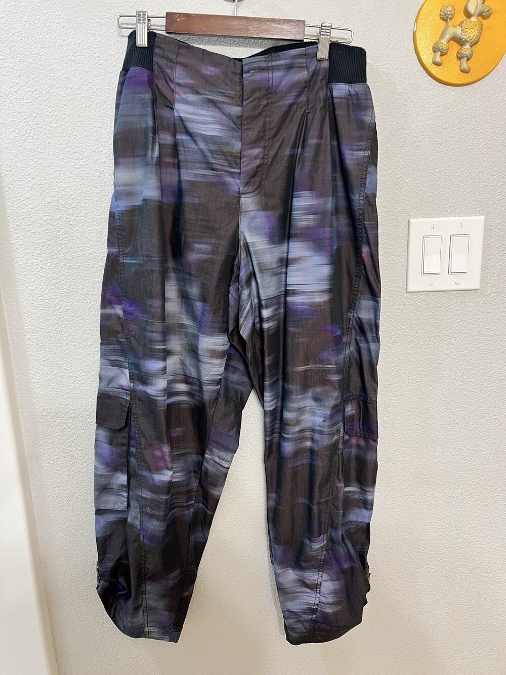 Free People Movement Womens Pants Mesmerize Me Printed Purple Combo Size L
